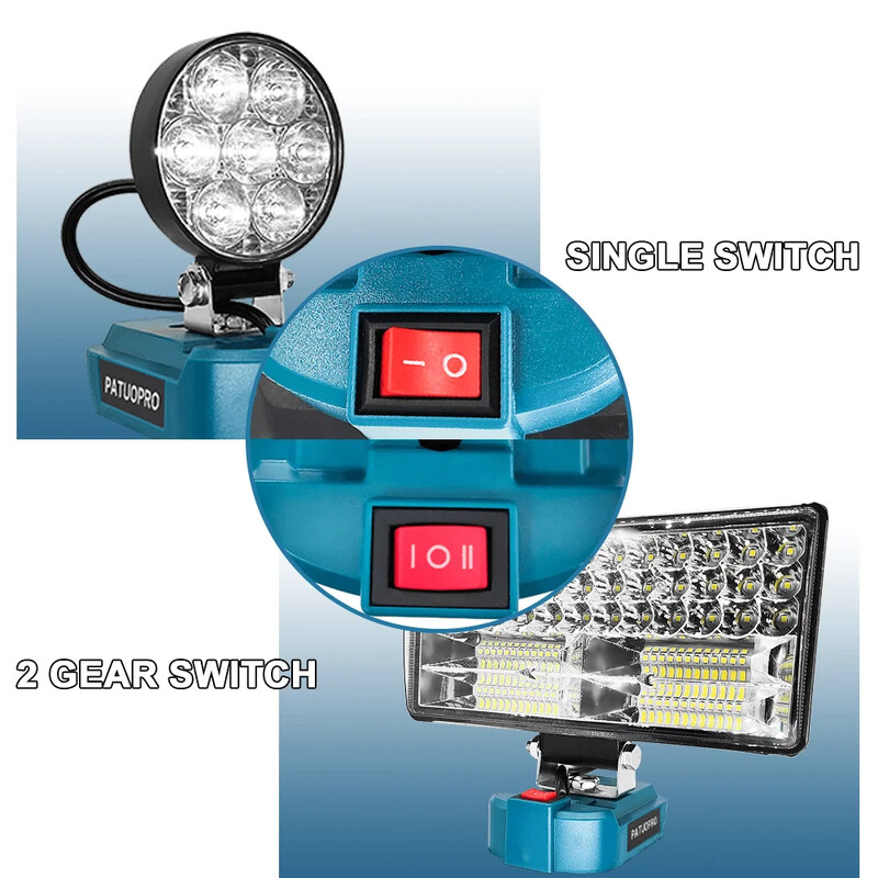 Bezvada elektriskās darba gaismas LED prožektoru laternas plūdu gaismas lukturītis Makita 18V akumulatoram (bez akumulatora)