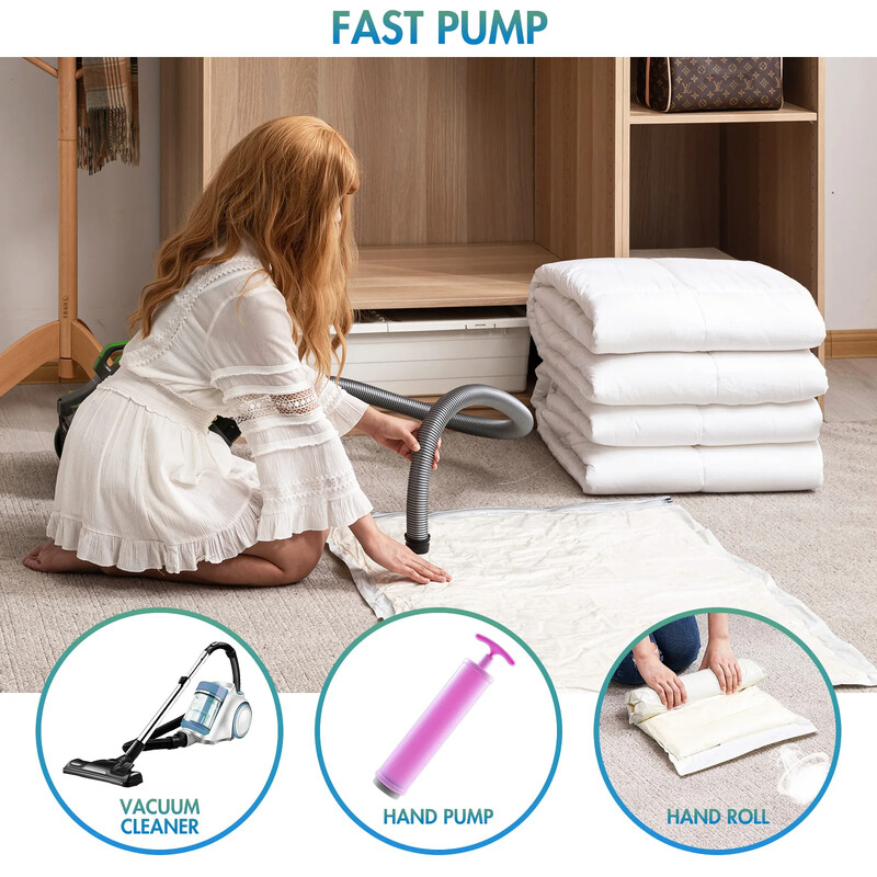 TAILI Geantă de depozitare în vid de călătorie Geantă de compresie în vid Saci roll-up reutilizabile Geantă de economisire pentru haine Bagaje pentru împachetat valize