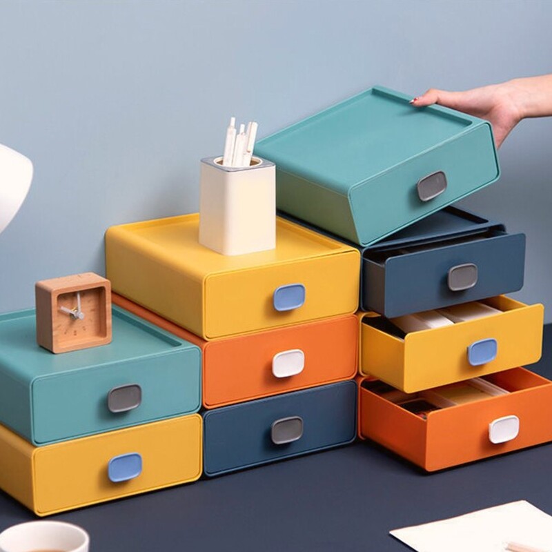 Krāsains darbvirsmas saliekams atvilktņu uzglabāšanas kastīte Juvelierizstrādājumu kosmētikas konteiners Drop piegāde