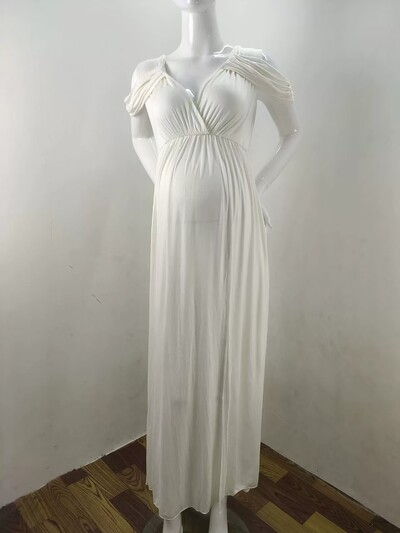 Μακρύ φόρεμα για έγκυες γυναίκες για σέξι φόρεμα εγκυμοσύνης σε σχιστό μπροστινό μέρος Φορέματα εγκυμοσύνης Baby showers