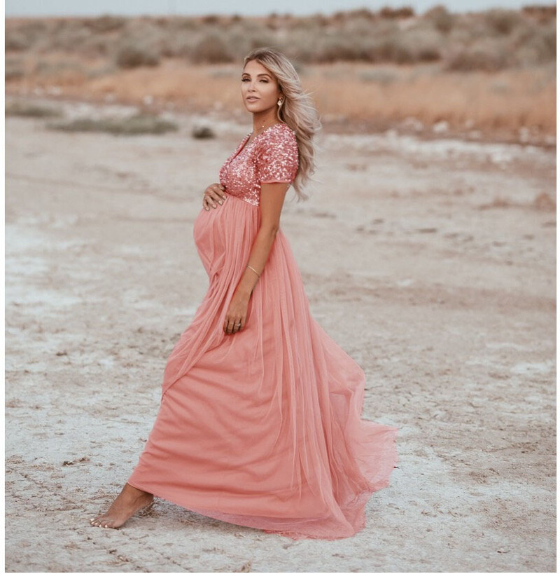 Pamut flitterű tüll golyós kismama ruhák fotózáshoz Hosszú kismama fotózáshoz kellékek ruhák terhes nőknek