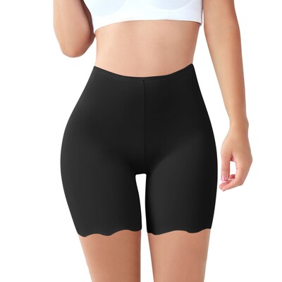 Seamless Ice Silk Safety Short Bikses Sieviešu Plānas Liela izmēra Augsts Viduklis Zem Svārkiem Bokseri Biksītes Pret berzes augšstilbu drošības šorti