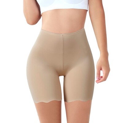 Seamless Ice Silk Safety Short Bikses Sieviešu Plānas Liela izmēra Augsts Viduklis Zem Svārkiem Bokseri Biksītes Pret berzes augšstilbu drošības šorti