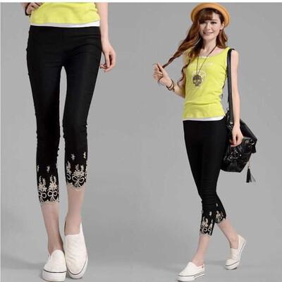 Női leggings vékony pamut 3/4 Capri magas derékú haskontroll embodiary csipke rövid lábszár nagy méret 7XL 6XL 5XL XS fehér fekete