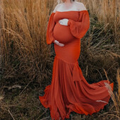 Rochie de maternitate pentru ședință foto femei sexy cu umeri șifon șifon mâneci lungi sirenă sarcină rochie maxi rochie accesorii fotografice