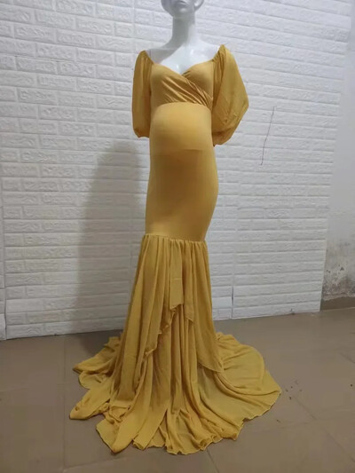 Rochie de maternitate pentru ședință foto femei sexy cu umeri șifon șifon mâneci lungi sirenă sarcină rochie maxi rochie accesorii fotografice