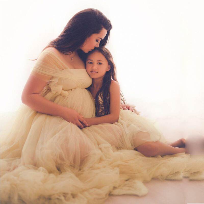 Tulle rochii de maternitate sexy accesorii fotografice rochie lungă de sarcină fantezie din plasă pentru femei însărcinate rochie maxi haine pentru ședințe foto