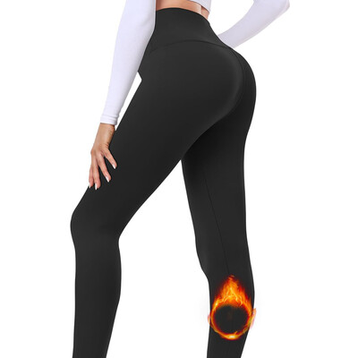 VITALINOVO legingi ar flīsa oderi sievietēm ar augstu vidukli, siltas ziemas jogas bikses sievietēm, melni legingi