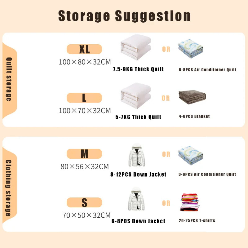 Nav nepieciešami sūkņa vakuuma maisiņi Lieli plastmasas glabāšanas maisiņi drēbju glabāšanai segas Kompresijas tukšais maisiņu pārsegi Ceļojumu piederumi