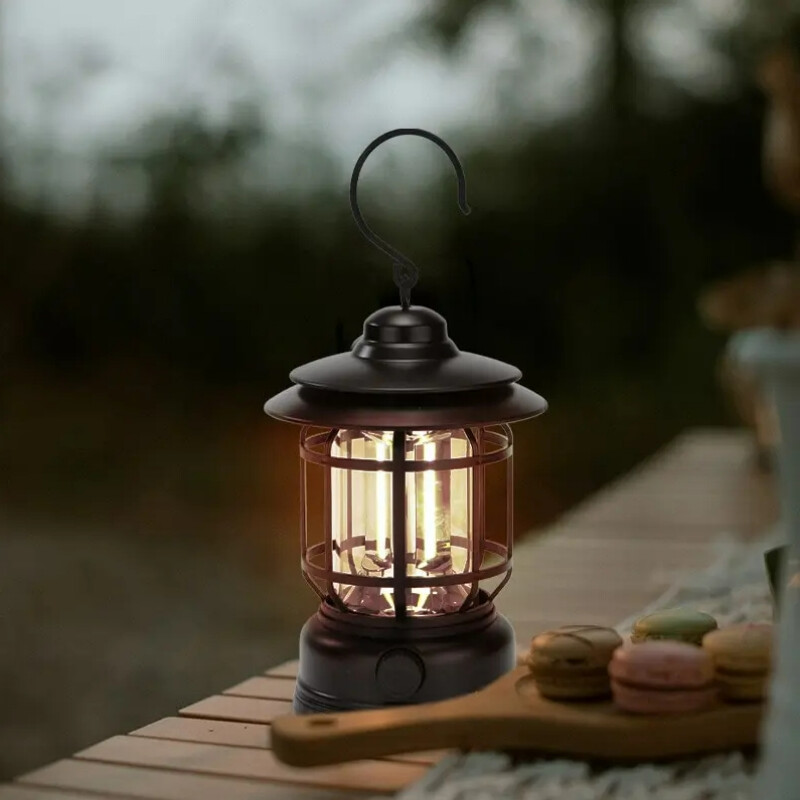 Uzlādējama kempinga laterna bezpakāpju aptumšošana COB Pārnēsājama ūdensnecaurlaidīga pārgājieniem Makšķerēšanai ārkārtas situācijās mājās strāvas padeves pārtraukumi iekštelpās ārā