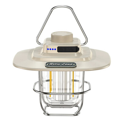 LED kempinga lampa Retro piekārtas telts gaismas USB uzlādējama kempinga gaisma bezpakāpju aptumšošana 1200mAh avārijas laterna makšķerēšanai