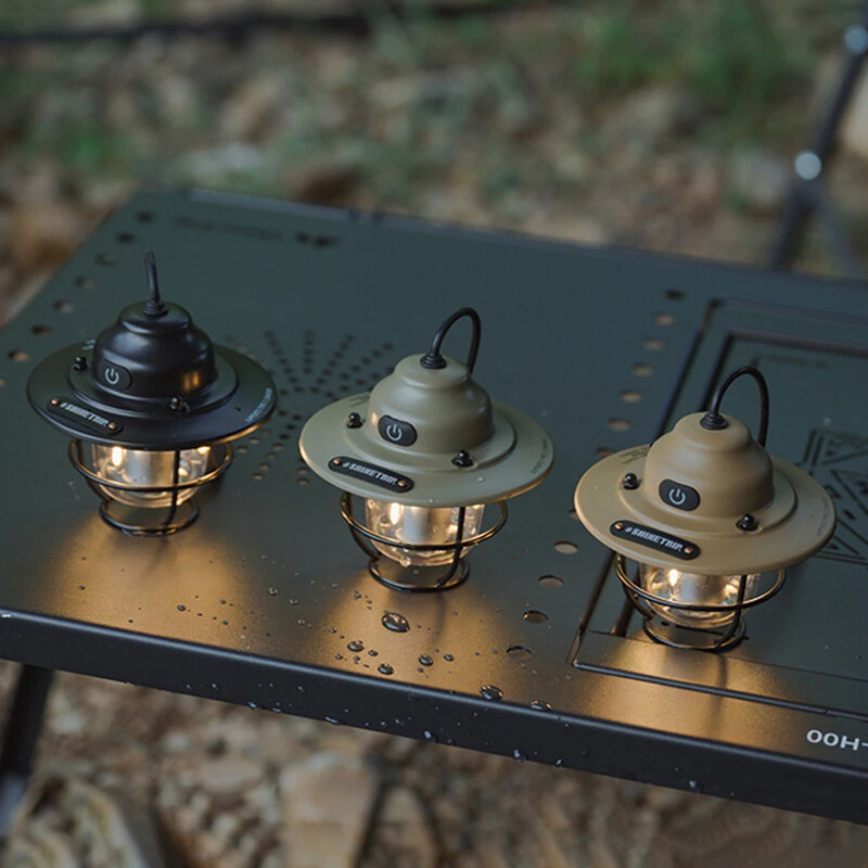 LED kempinga lampa Retro piekārtas telts gaismas USB uzlādējama kempinga gaisma bezpakāpju aptumšošana 1200mAh avārijas laterna makšķerēšanai