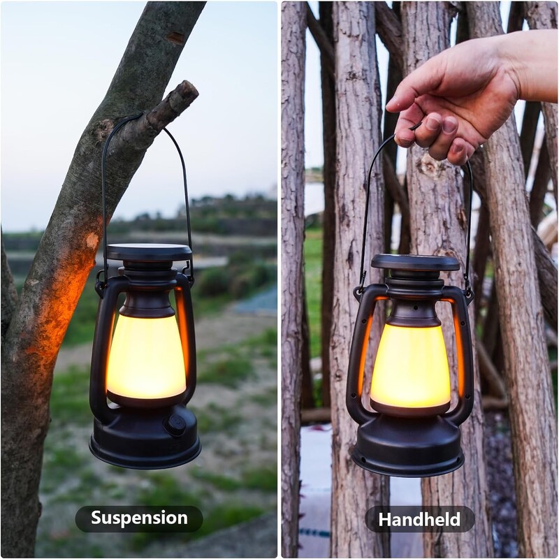 Lanternă solară portabilă de camping, cu reglare a intensității luminii, reîncărcabilă prin USB pentru lumină retro pentru cai, în aer liber, impermeabilă, lampă de tabără, lumină pentru cort, decor acasă