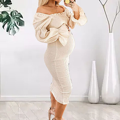 Dnevna odjeća za trudničke fotografije Elastičnost Ženske ljetne pamučne vintage elegantne duge haljine A kroja