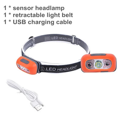 Lanternă cu LED reîncărcabilă prin USB, 3 moduri, mini portabil, senzor de mișcare a corpului, lanternă pentru camping, pescuit, lampă, lumină în aer liber