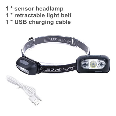 Lanternă cu LED reîncărcabilă prin USB, 3 moduri, mini portabil, senzor de mișcare a corpului, lanternă pentru camping, pescuit, lampă, lumină în aer liber