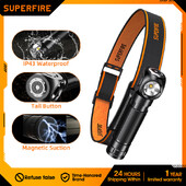 SUPERFIRE TH03 lieljaudas LED priekšējais lukturis USB C uzlādējams Mini 16340 EDC leņķveida galvas lukturītis ar magnētu aizmugurējo darba priekšējo lukturi