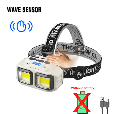 Galingas LED indukcinis priekinis žibintas, 4 apšvietimo režimai, C tipo įkraunamas galvos žibintas lauke, atsparus vandeniui, stovyklavimo priekinis žibintas