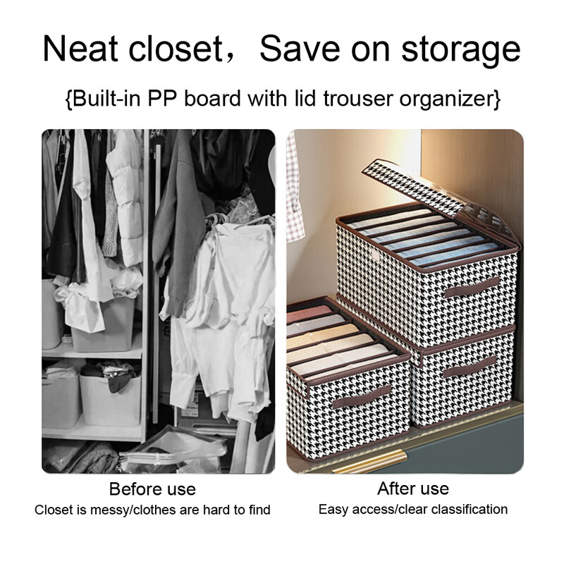 1gb PP dēļu bikšu uzglabāšanas kaste, džinsu džemperu kreklu uzglabāšanas kaste, sabiezināta sadalīta uzglabāšanas kaste, skapja organizators