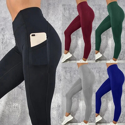 Îmbrăcăminte sport pentru femei Leggings de gimnastică Pantaloni de yoga cu buzunare Pantaloni de alergare fitness Îmbrăcăminte sport elastică Pantaloni de gimnastică sport de mărime mare pentru femei