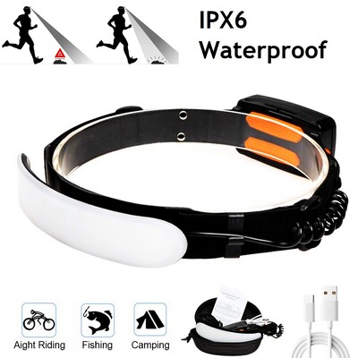 7500mah 220° priekšējais lukturis pārnēsājams COB LED priekšējais lukturis ar iebūvētu bateriju lukturīti USB uzlādējama āra ūdensnecaurlaidīga galvas lampa