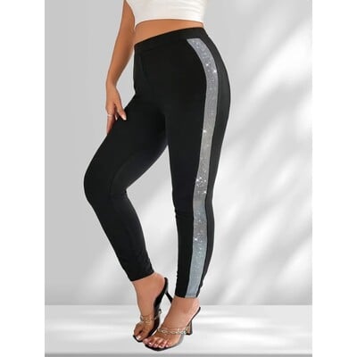 Suures suuruses 1XL-5XL Naiste vabaaja joogapüksid Elegantsed litriga ühevärvilised lapitehnikas mugavad säärised