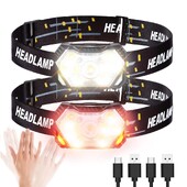 9 LED spēcīgas gaismas priekšējais lukturis USB uzlādējams kustības sensora priekšējais lukturis pārnēsājams makšķerēšanas kempings āra galvas luktura darba lukturītis