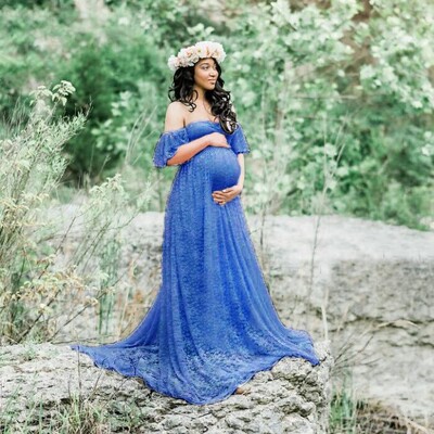 Grūtnieču fotografēšanas rekvizīti Mežģīņu gara kleita Grūtniecība fotosesijai Kleita Maxi Vasaras Grūtnieču Lielizmēra Mātes Apģērbi