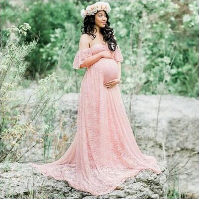 Grūtnieču fotografēšanas rekvizīti Mežģīņu gara kleita Grūtniecība fotosesijai Kleita Maxi Vasaras Grūtnieču Lielizmēra Mātes Apģērbi