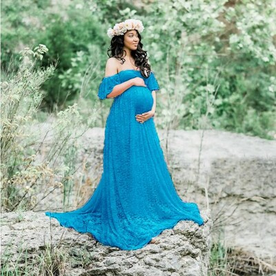 Grūtnieču fotografēšanas rekvizīti Mežģīņu gara kleita Grūtniecība fotosesijai Kleita Maxi Vasaras Grūtnieču Lielizmēra Mātes Apģērbi