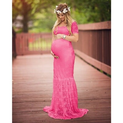 Rochie de maternitate maxi cu mâneci lungi pentru sedinta foto Rochie montata eleganta Rochie de sarcina pentru Baby Shower Femei Prop fotografie