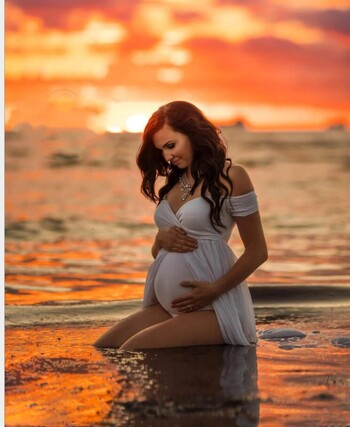 Fashion Long Maternity Photography Props Φόρεμα εγκυμοσύνης Φωτογραφία Φορέματα εγκυμοσύνης για φωτογραφικό φόρεμα έγκυο