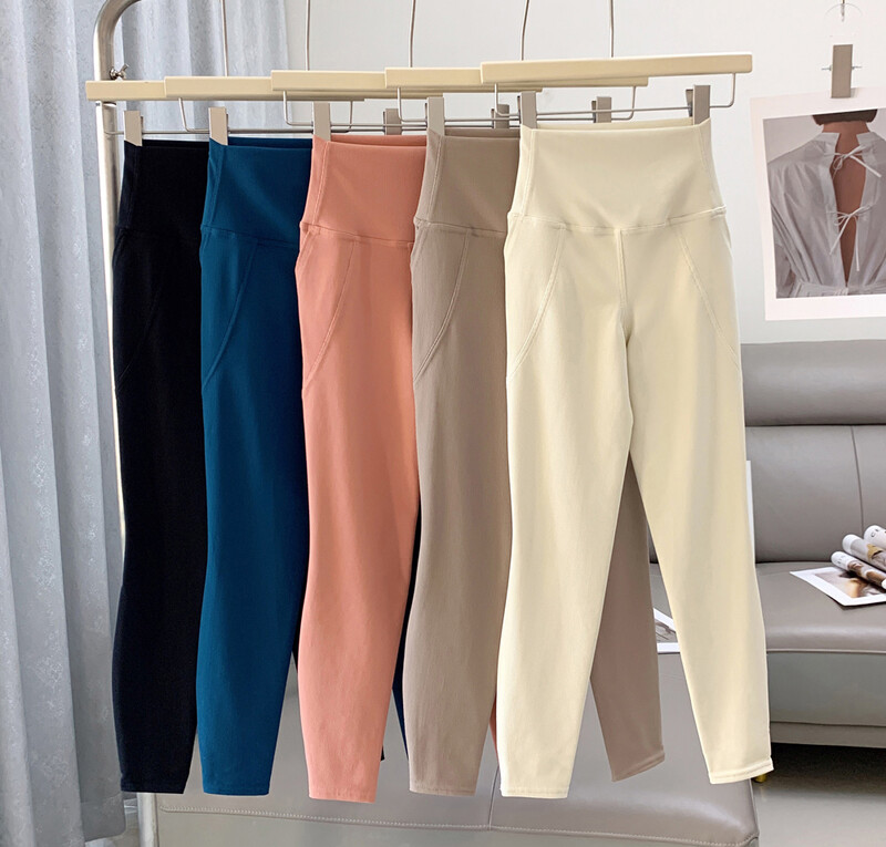 Sieviešu rievojums ar augstu vidukli Joga Bikses Push Up Sporta Legingi Bezšuvju skriešanas zeķubikses Treniņa bikses Sporta apģērbs