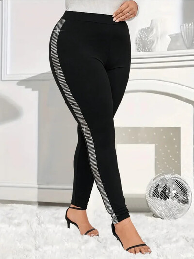 Jambiere de damă XL-5XL Plus SizeFashion Skinny Leggings Bright Drill Subțiri Pantaloni de yoga Casual Comfort Leggings cu talie înaltă