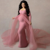 2023-as, hosszú ujjú kismama ruha nőknek Fényképezés Ruhák Elegáns Csipke terhes estélyi Maxi ruha Jelmez fotózás kellékek