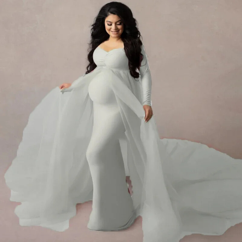 2023-as, hosszú ujjú kismama ruha nőknek Fényképezés Ruhák Elegáns Csipke terhes estélyi Maxi ruha Jelmez fotózás kellékek