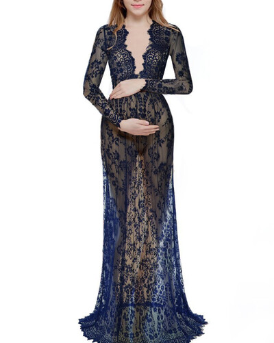 Hosszú ujjú kismama ruha Csipke ruha fotózás kellékek Ruha varrás hálós kismama ruha Fotózás ruha ruhák