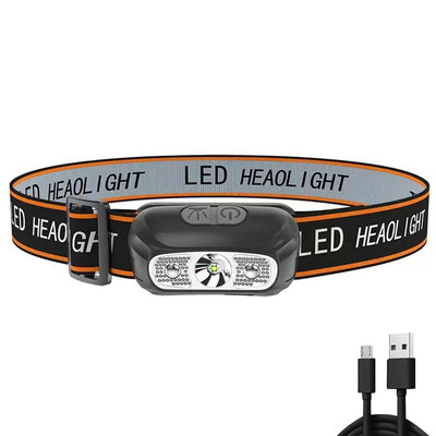 Mini LED priekšējais lukturis ar iebūvētu akumulatoru USB uzlādējams galvas lukturītis āra kempingam makšķerēšanas galvas lukturītis Prožektora lukturis