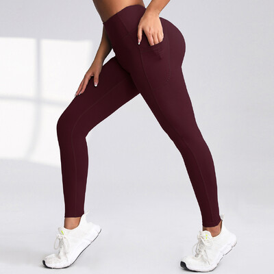 Sieviešu vienkrāsains izdilis ar augstu vidukli Push Up Jogas legingi Maskēšanās ikdienas ikdienas skriešanas treniņš Basic Fitness Sieviešu bikses Jauns