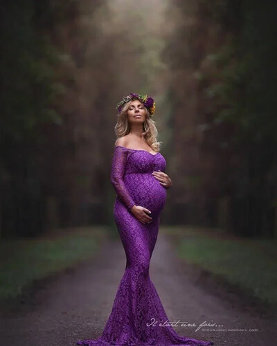 Μακρύ φόρεμα με λαιμόκοψη V Φορέματα εγκυμοσύνης Κομψό μάξι φόρεμα εγκύων για φωτογράφηση