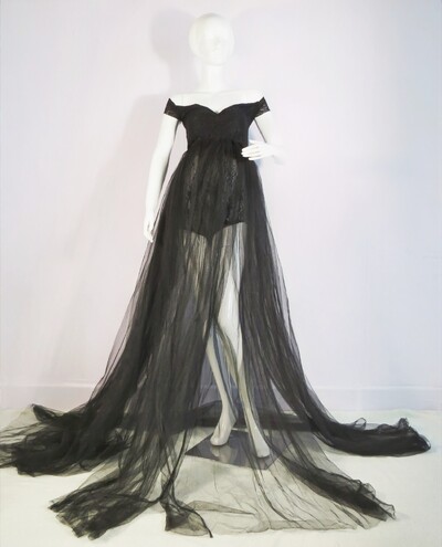 Seksikad rasedate fotosessioonid tüllist kleidid, must/valge Premama õhuke pitsbody Raseda naise fotograafia rekvisiidiga pikk võrkkleit