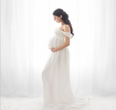 Uus suvine valge raseda kleit Naiste rasedate rasedate kleit fotograafia rekvisiidid kostüüm Rasedusroosa Pikad raseduskleidid