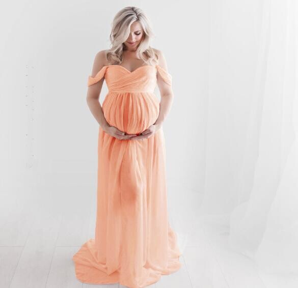 Uus suvine valge raseda kleit Naiste rasedate rasedate kleit fotograafia rekvisiidid kostüüm Rasedusroosa Pikad raseduskleidid