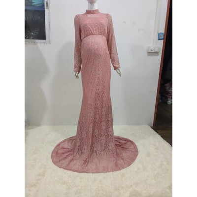 Baby Shower csipke kismama ruhák fotózáshoz Hosszú díszes terhesruha Elegence terhes nők maxi ruha fényképezési kellék