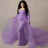 2023-as, hosszú ujjú kismama ruha nőknek Fényképezés Ruhák Elegáns Csipke terhes estélyi Maxi ruha Jelmez fotózás kellékek