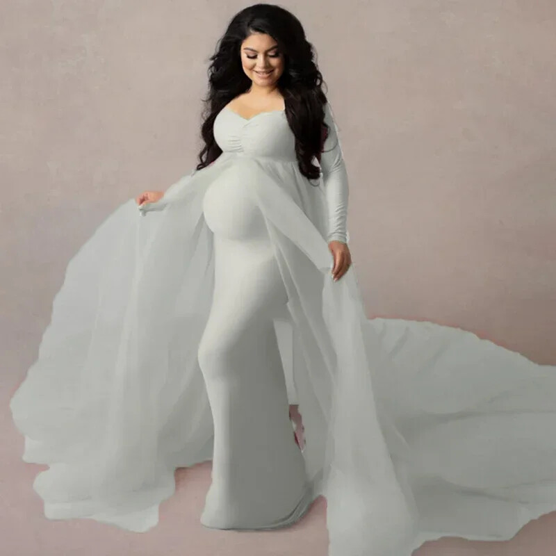 2023-as, hosszú ujjú kismama ruha nőknek Fényképezés Ruhák Elegáns Csipke terhes estélyi Maxi ruha Jelmez fotózás kellékek