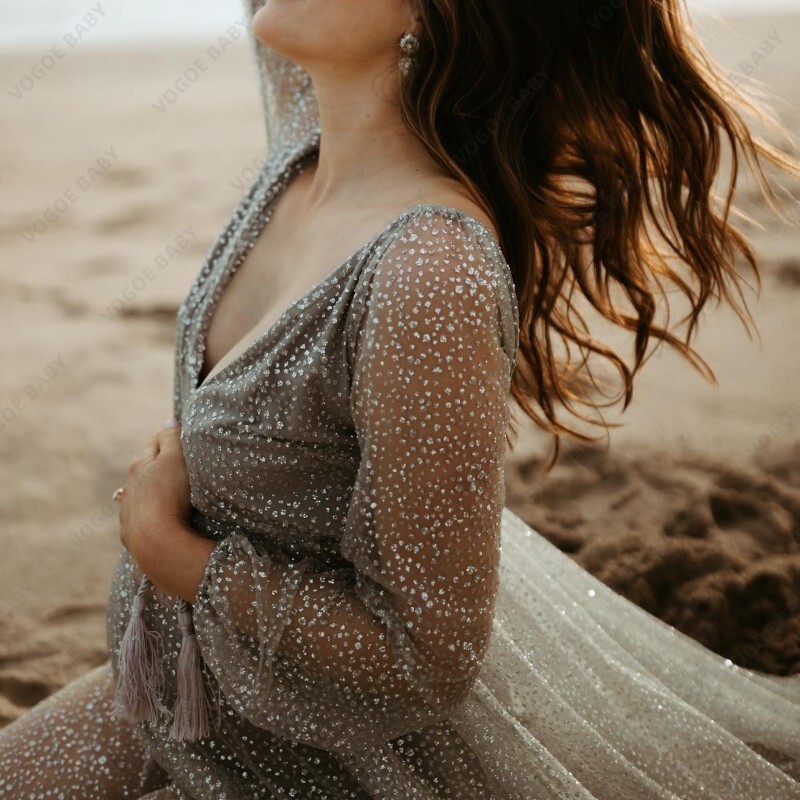 Rochie de fotografie de maternitate Rochie maxi de dantelă pentru baby shower Rochie de plajă de vacanță Sedință foto Rochie lungă Recuzită de ședință foto de sarcină