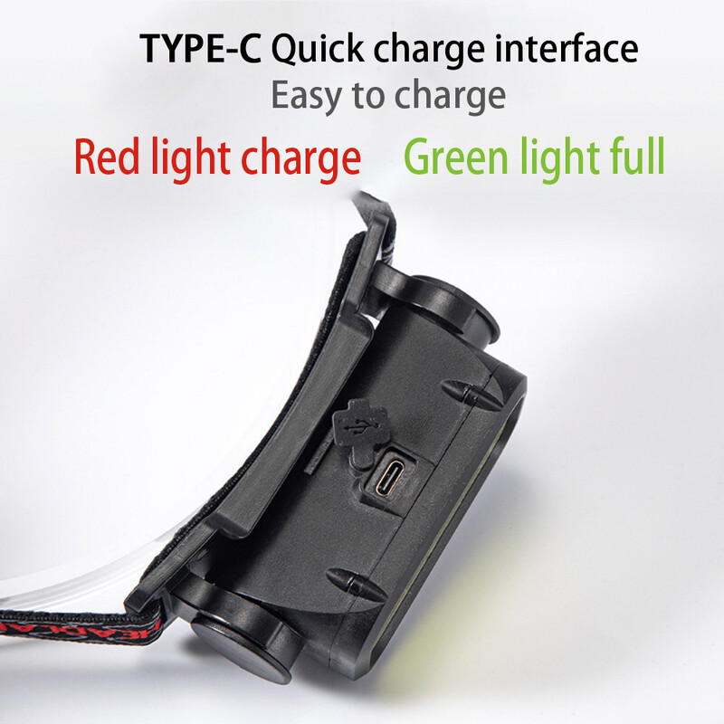 Pārnēsājami jaudīgi LED priekšējie lukturi 4 režīmi USB uzlādējams COB priekšējais lukturis ar sarkanu gaismu, ūdensnecaurlaidīgs nakts makšķerēšanas galvas luktura lukturītis