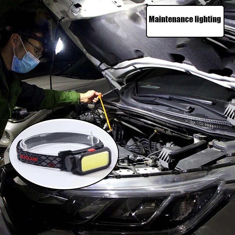 Pārnēsājami jaudīgi LED priekšējie lukturi 4 režīmi USB uzlādējams COB priekšējais lukturis ar sarkanu gaismu, ūdensnecaurlaidīgs nakts makšķerēšanas galvas luktura lukturītis