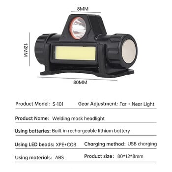 Επαναφορτιζόμενος προβολέας COB LED USB Ισχυρός μαγνητικός ισχυρός προβολέας Εξαιρετικά φωτεινός αδιάβροχος φακός κεφαλής για ψάρεμα σε εξωτερικό χώρο